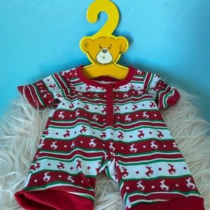Build A Bear Sleeper Pajamas Christmas Reindeer Holiday Red Green Stripes
